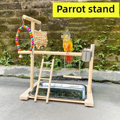 Wood Bird Playground Parrot Perch Play Gym Playpen Perches Ladder Swing Toy