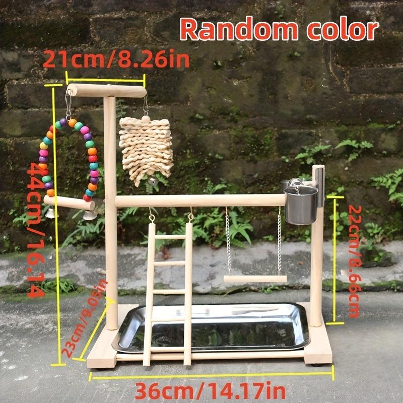 Wood Bird Playground Parrot Perch Play Gym Playpen Perches Ladder Swing Toy
