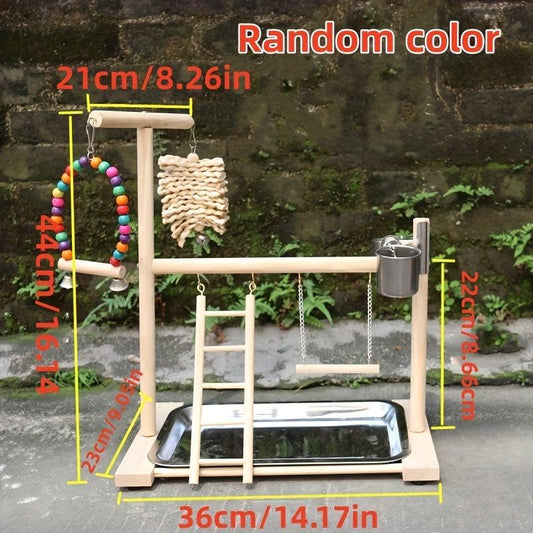 Wood Bird Playground Parrot Perch Play Gym Playpen Perches Ladder Swing Toy