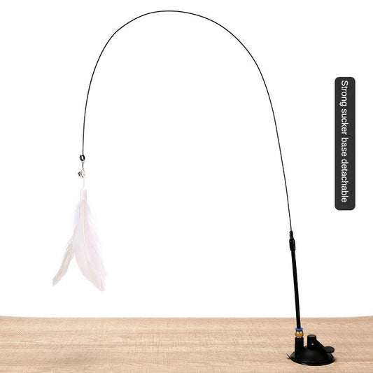 Feather Cat Teaser Stick Toy with Bell and Suction Cup