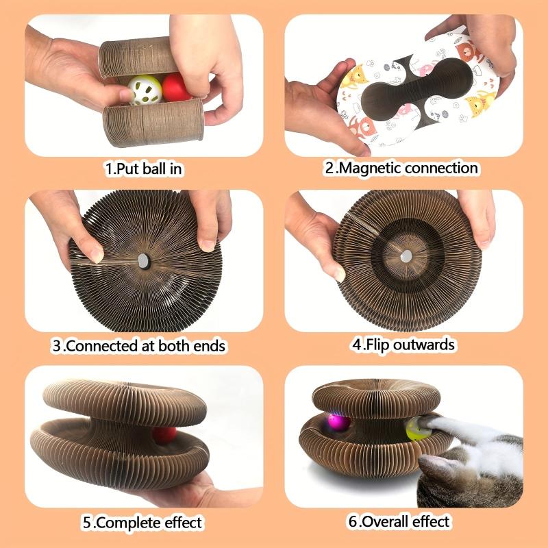 Magic Organ Cat Scratching Board With Toy Bell Ball Corrugated Paper