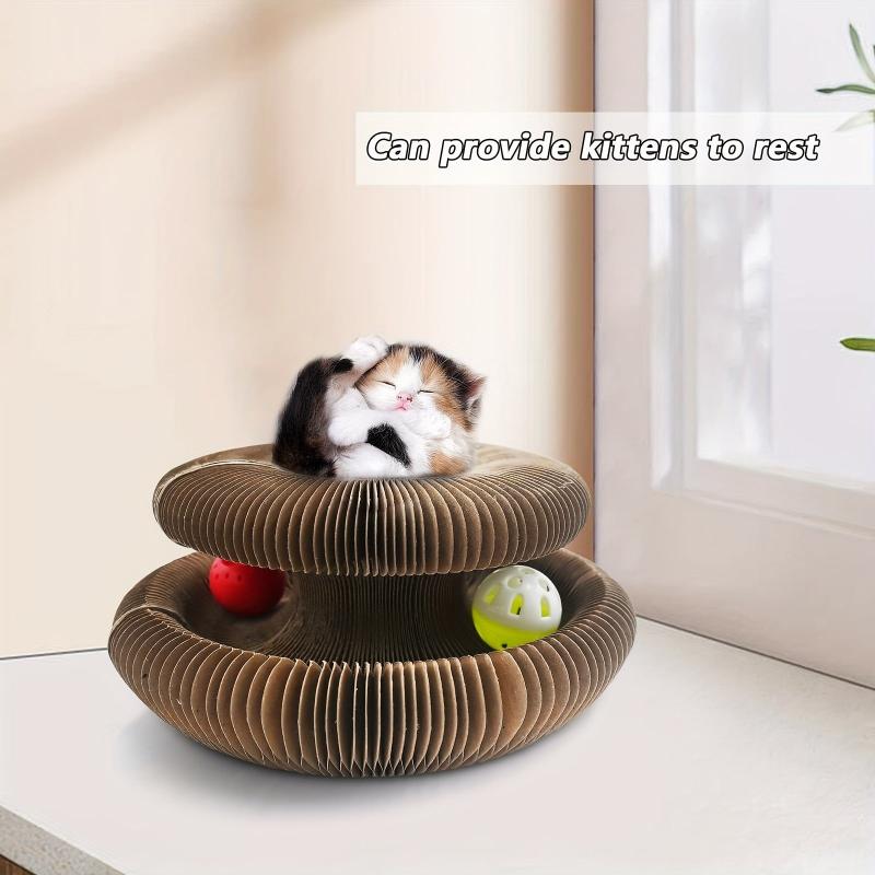 Magic Organ Cat Scratching Board With Toy Bell Ball Corrugated Paper