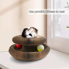 Magic Organ Cat Scratching Board With Toy Bell Ball Corrugated Paper