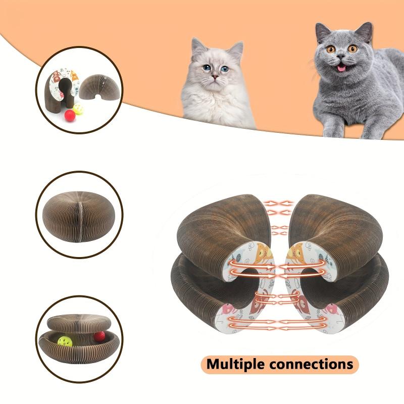 Magic Organ Cat Scratching Board With Toy Bell Ball Corrugated Paper