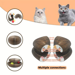 Magic Organ Cat Scratching Board With Toy Bell Ball Corrugated Paper