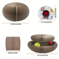 Magic Organ Cat Scratching Board With Toy Bell Ball Corrugated Paper