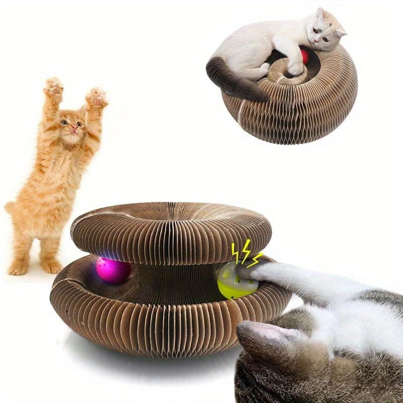 Magic Organ Cat Scratching Board With Toy Bell Ball Corrugated Paper