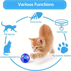 LED Cat Ball Toy, Motion Activated, Interactive Fun for Playful Cats