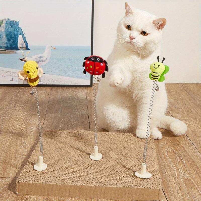 Interactive Cat Teaser Toy with Plush Animal & Ring Spring