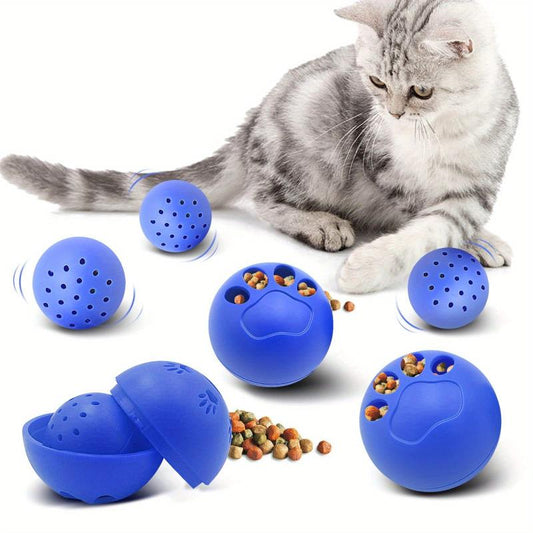 Interactive Cat Toy Set 3 Bell Balls and 3 Treat Dispenser Balls