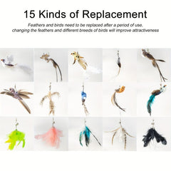 Interactive Cat Teaser Stick with Suction Cup Bell Feather Toy