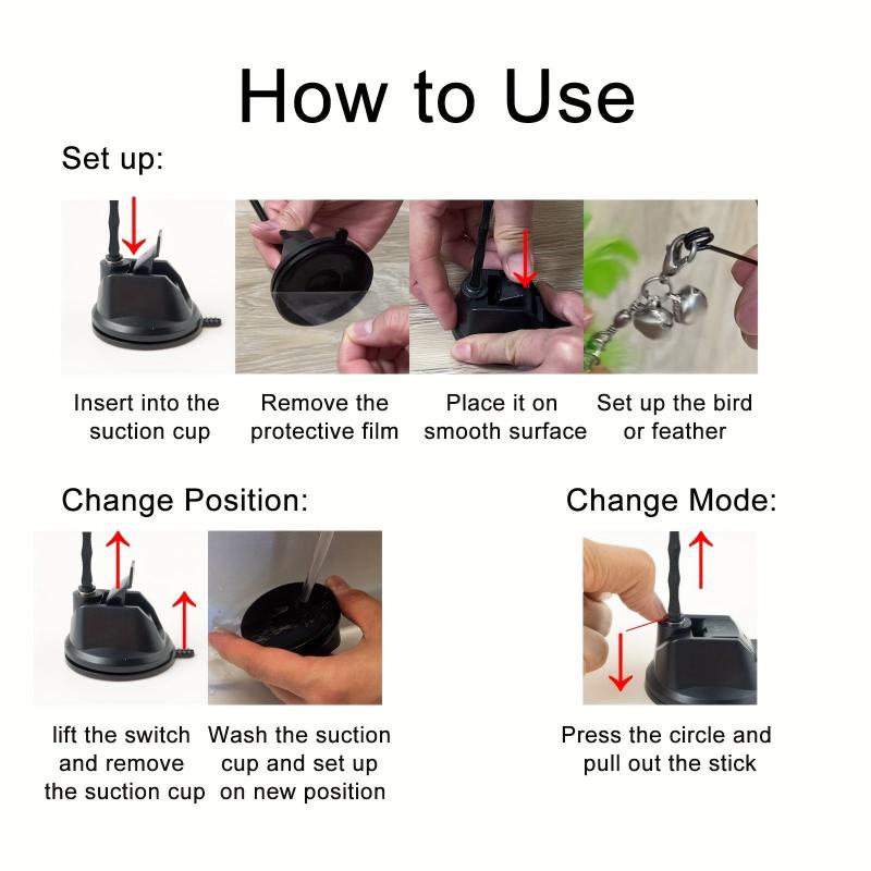 Interactive Cat Teaser Stick with Suction Cup Bell Feather Toy