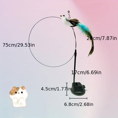 Interactive Cat Teaser Stick with Suction Cup Bell Feather Toy