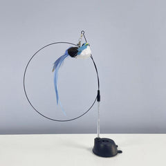 Interactive Cat Teaser Stick with Suction Cup Bell Feather Toy