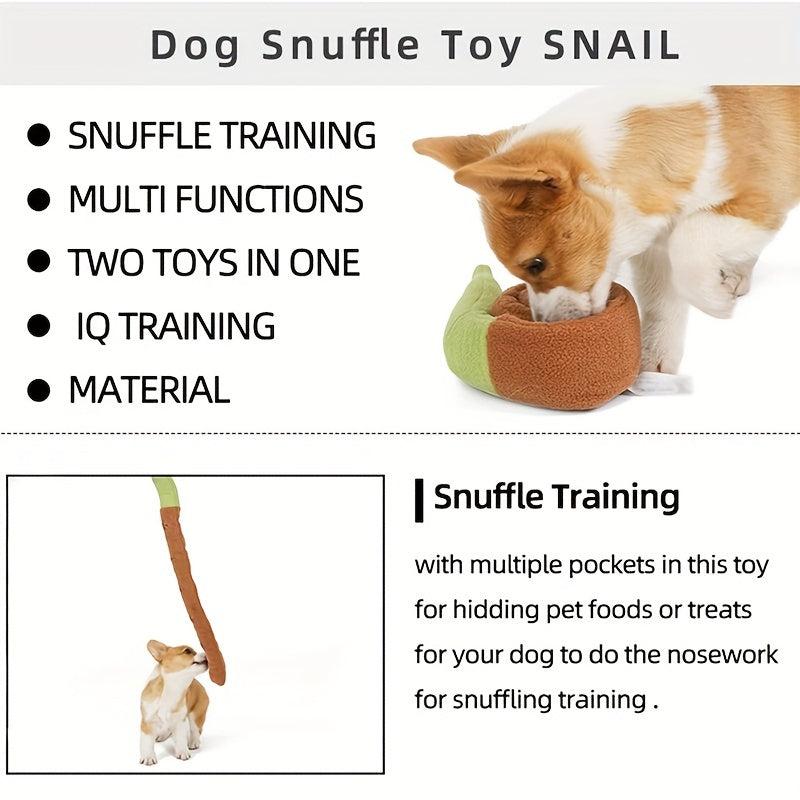 Interactive Snail Dog Toy Plush Puzzle Treat Dispenser and Slow Feeder