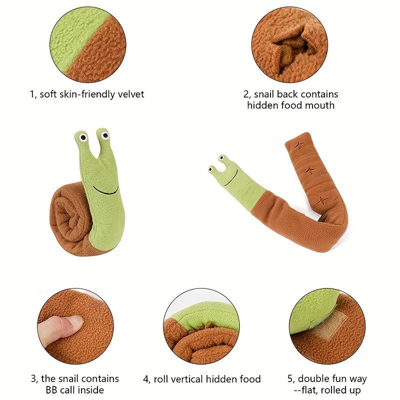 Interactive Snail Dog Toy Plush Puzzle Treat Dispenser and Slow Feeder