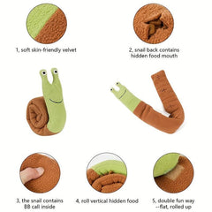 Interactive Snail Dog Toy Plush Puzzle Treat Dispenser and Slow Feeder