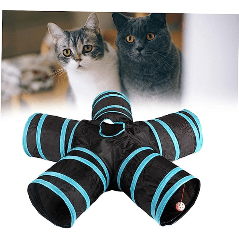 Collapsible 5 Way Cat Tunnel with Interactive Toy