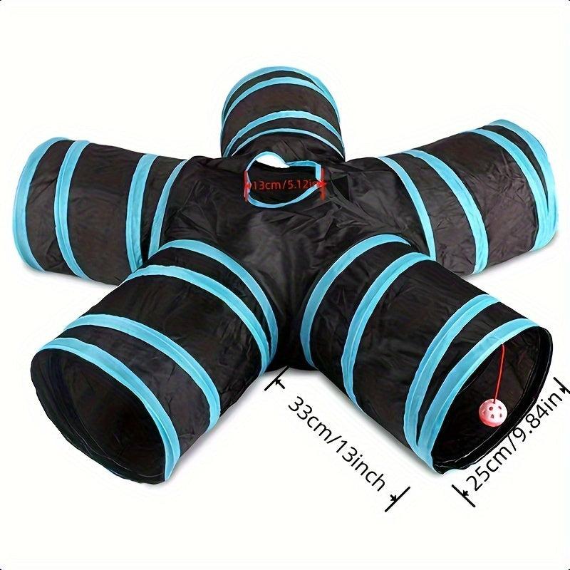 Collapsible 5 Way Cat Tunnel with Interactive Toy