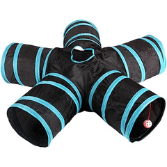 Collapsible 5 Way Cat Tunnel with Interactive Toy