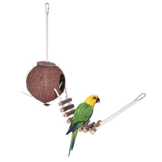 Coconut Shell Parrot Bird Nest Feeder Pets Toy