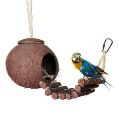 Coconut Shell Parrot Bird Nest Feeder Pets Toy