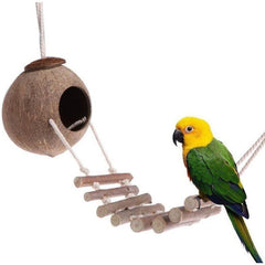 Coconut Shell Parrot Bird Nest Feeder Pets Toy