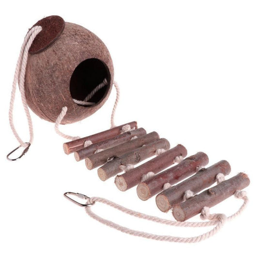 Coconut Shell Parrot Bird Nest Feeder Pets Toy
