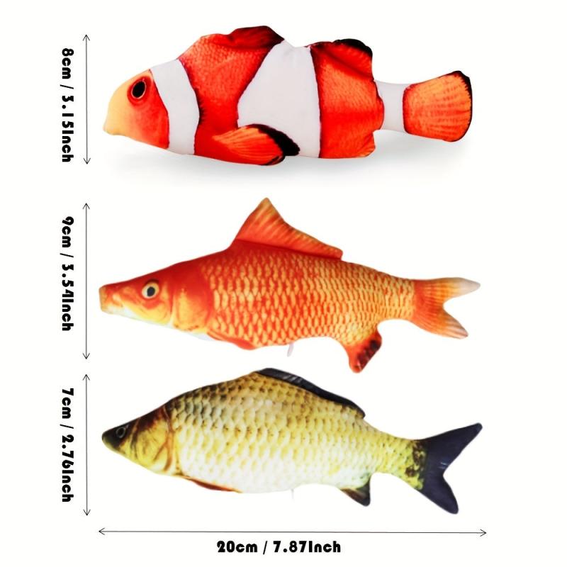 Interactive Pet Plush 3D Fish Cat Toy