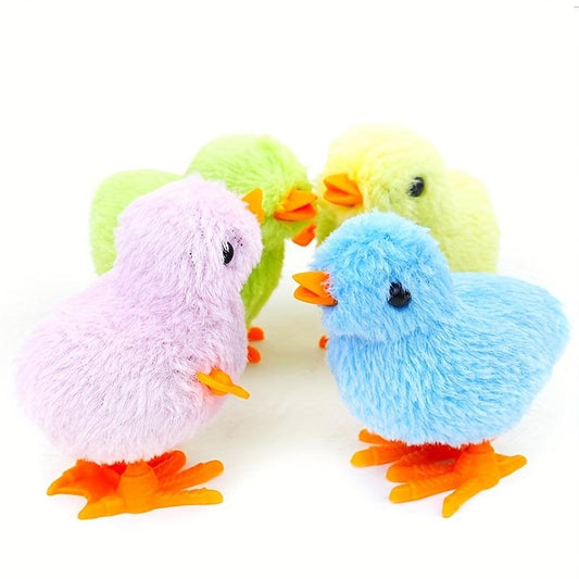 Interactive Wind Up Plush Toy Jumping Chick and Clockwork Dog Cat