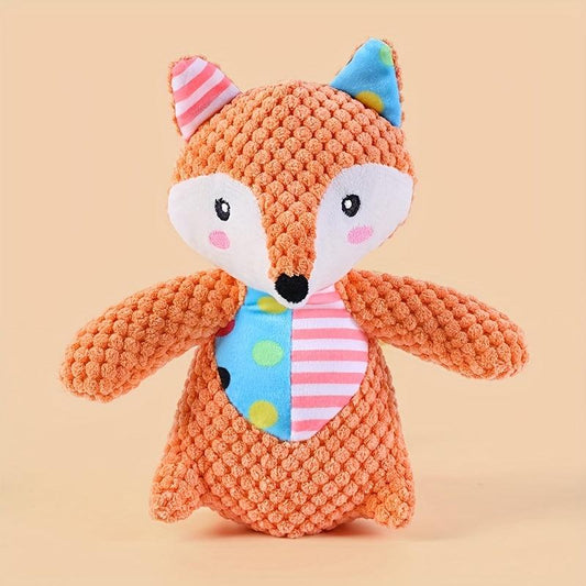 Interactive Plush Dog Toy Set Elephant & Fox Shape with Squeakers