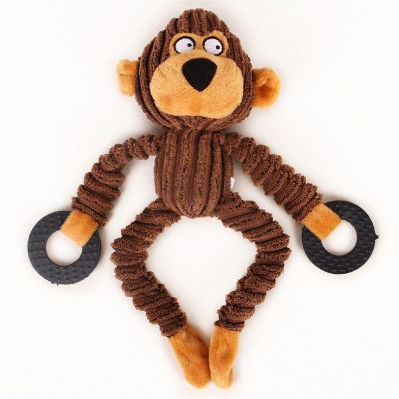 Interactive Monkey Plush Dog Chew Toy Durable and Squeaky Pet Toy