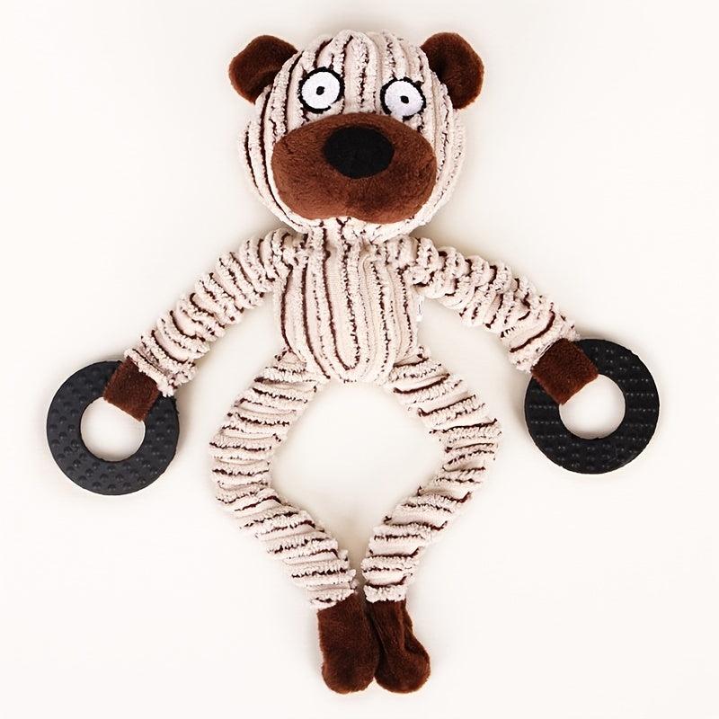 Interactive Monkey Plush Dog Chew Toy Durable and Squeaky Pet Toy