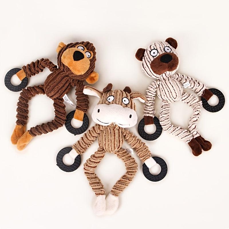 Interactive Monkey Plush Dog Chew Toy Durable and Squeaky Pet Toy