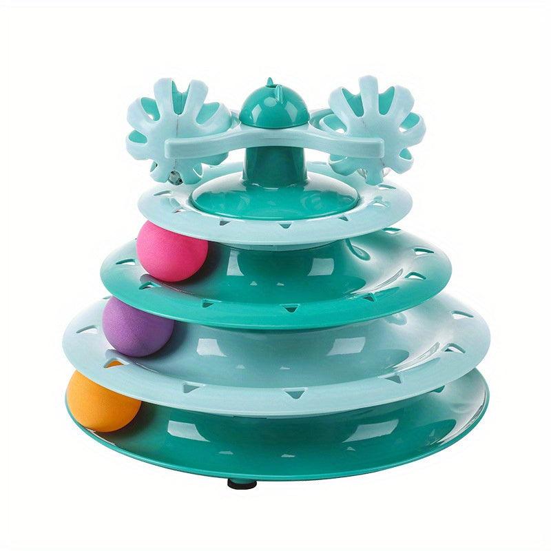 Interactive Cat Toy Roller with 4 Levels and Balls