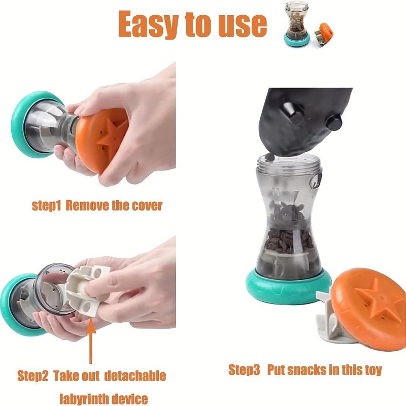 Interactive Food Dispensing Puzzle Toy for Small Dogs - Barbell Shape