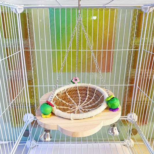 Cotton Rope Bird Breeding Nest Hanging Rest Bed Swing Hammock Toy
