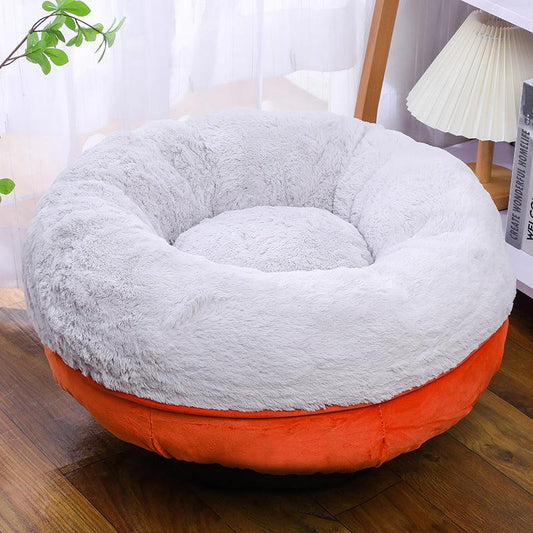 Donut Cat Bed Soft Pet Bed Warm Cat Sleeping Bed Plush Round Cat Cushion