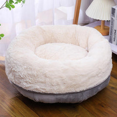 Donut Cat Bed Soft Pet Bed Warm Cat Sleeping Bed Plush Round Cat Cushion