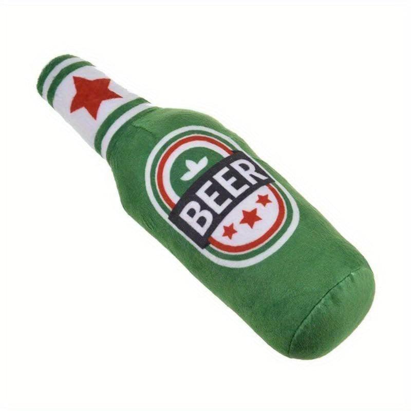 Beer Bottle Pet Plush Toy Durable Chew Toy For Dog