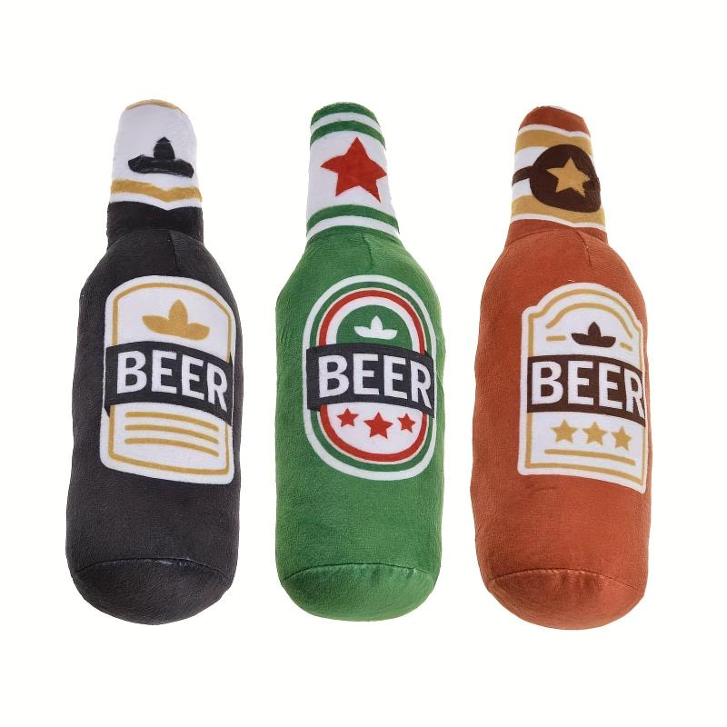 Beer Bottle Pet Plush Toy Durable Chew Toy For Dog