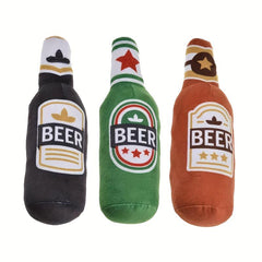Beer Bottle Pet Plush Toy Durable Chew Toy For Dog