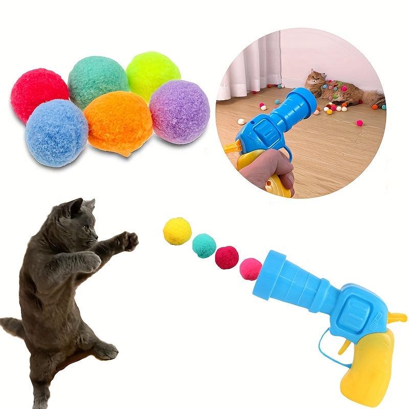 Funny Cat Teaser Ball Launch Gun With Plush Ball Toy