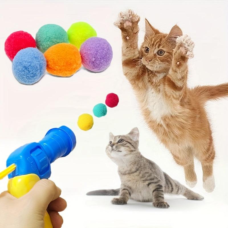 Funny Cat Teaser Ball Launch Gun With Plush Ball Toy