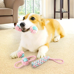 4pc Pet Rope Chew Toy Set for Dogs Interactive Training and Teeth Cleaning