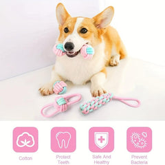 4pc Pet Rope Chew Toy Set for Dogs Interactive Training and Teeth Cleaning