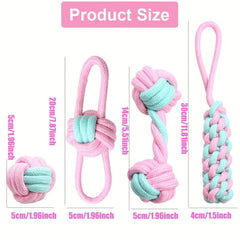 4pc Pet Rope Chew Toy Set for Dogs Interactive Training and Teeth Cleaning