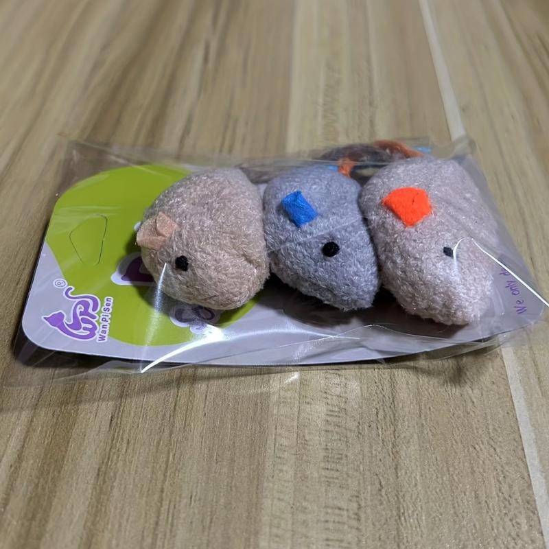 3pcs Interactive Plush Cat Toy Simulated Mouse