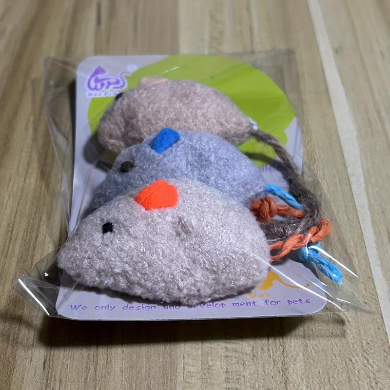 3pcs Interactive Plush Cat Toy Simulated Mouse