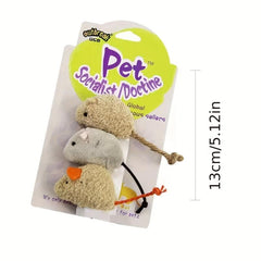 3pcs Interactive Plush Cat Toy Simulated Mouse